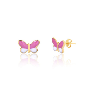 18K Gold Layered Oro Laminado Two-Tone Hoops Kids Earrings 21.0151
